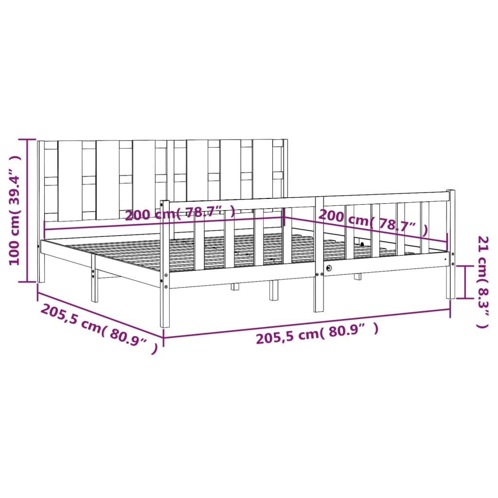 Estructura de cama sin colchón madera maciza blanca 200x200 cm vidaXL