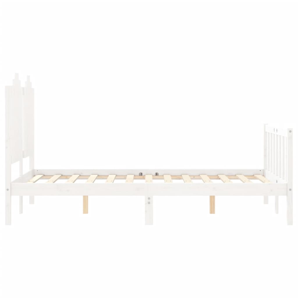 Estructura cama de matrimonio con cabecero madera maciza blanco vidaXL