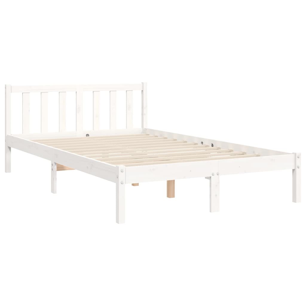 Estructura cama de matrimonio con cabecero madera maciza blanco vidaXL