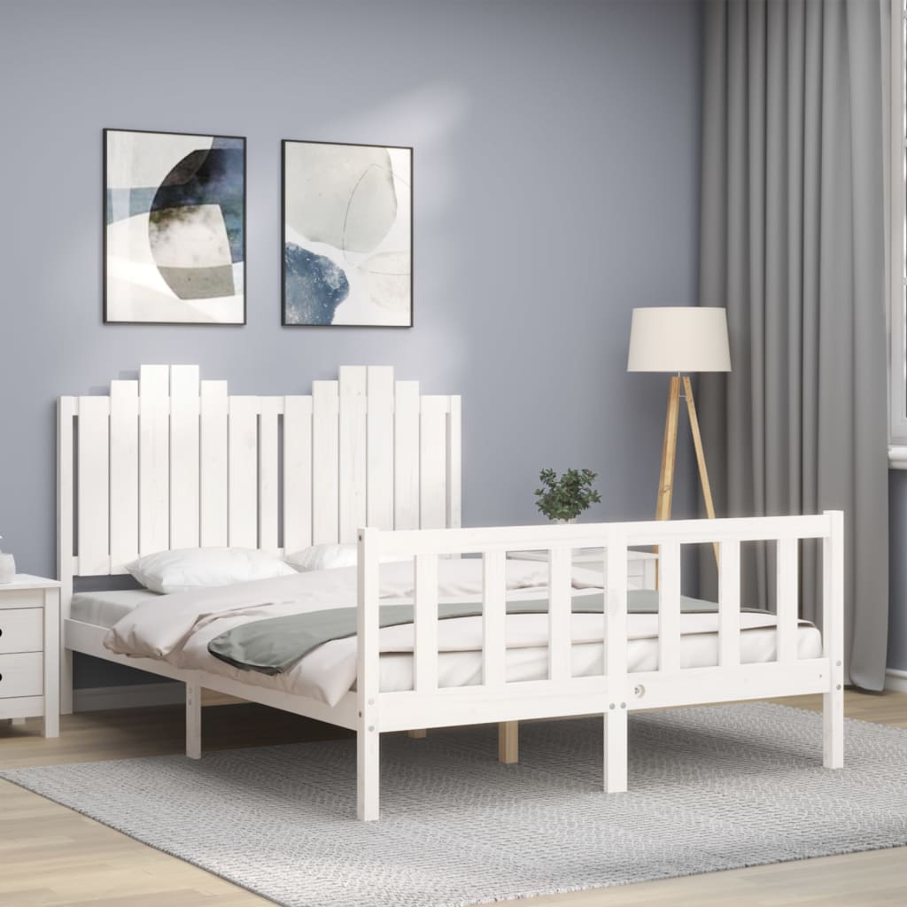 Vetonek Estructura de cama sin colchón madera de pino blanca 140x190 cm