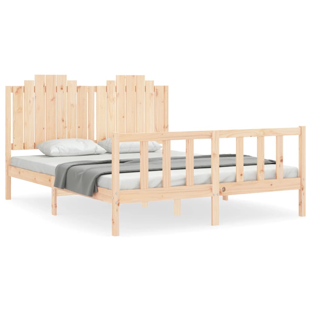 Estructura de cama de matrimonio con cabecero madera maciza vidaXL