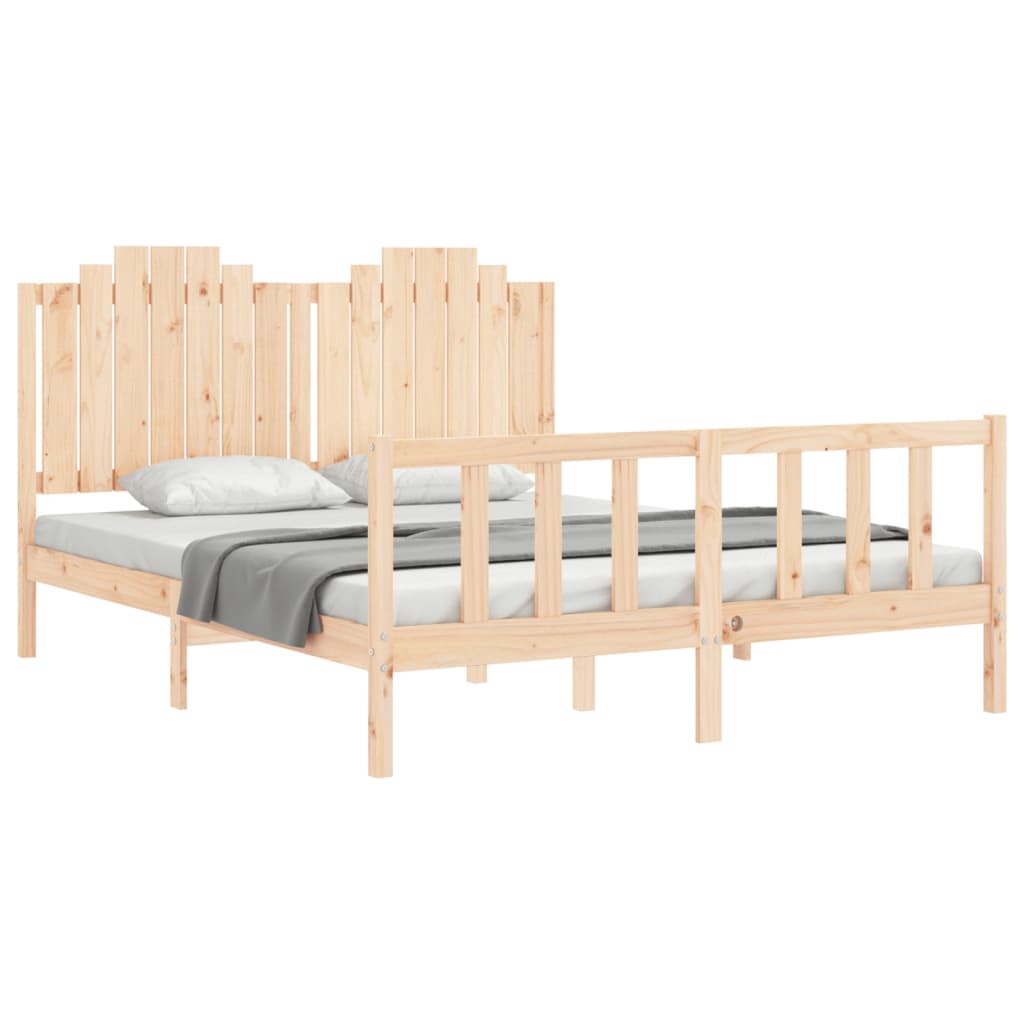 Estructura de cama de matrimonio con cabecero madera maciza vidaXL