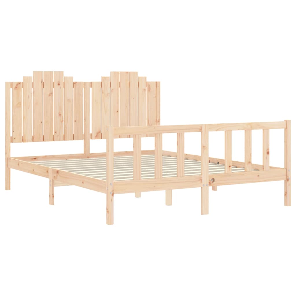 Estructura de cama de matrimonio con cabecero madera maciza vidaXL