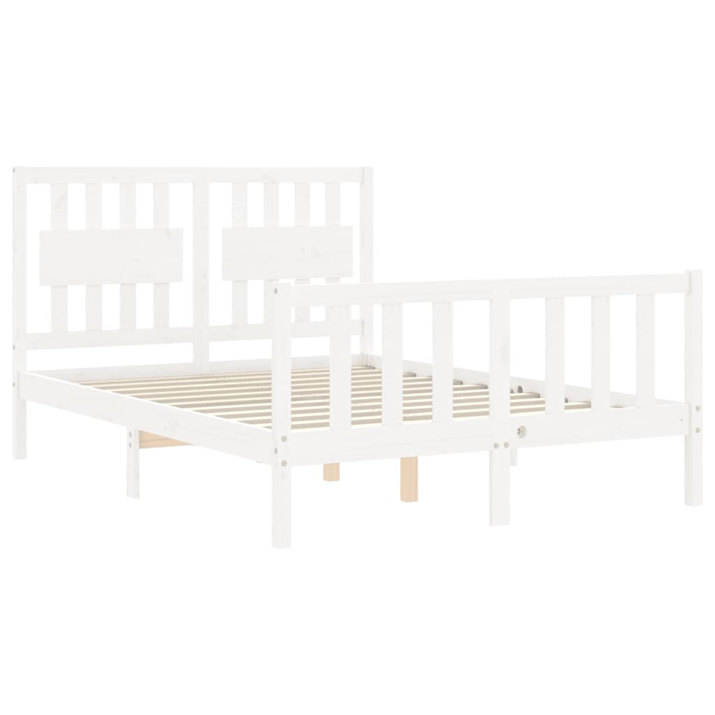 Estructura cama de matrimonio con cabecero madera maciza blanco vidaXL