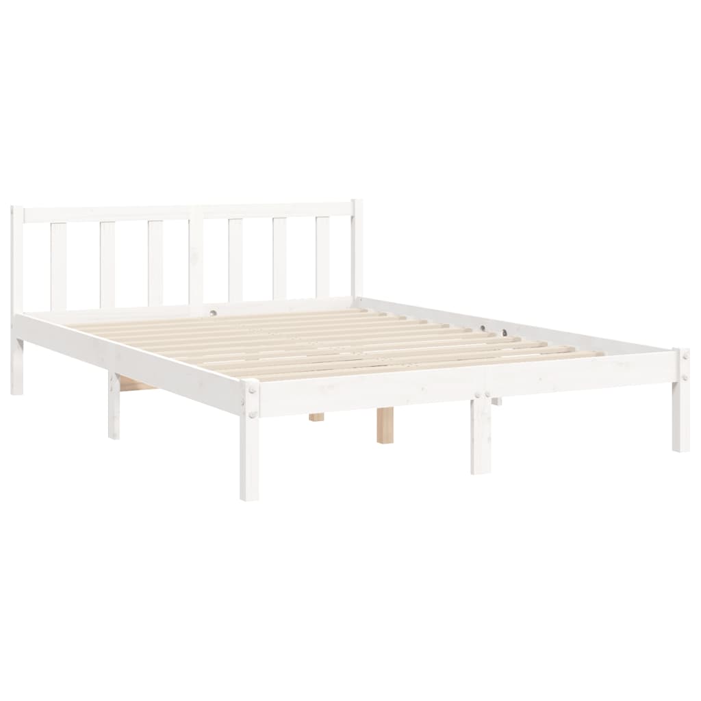 Estructura cama de matrimonio con cabecero madera maciza blanco vidaXL