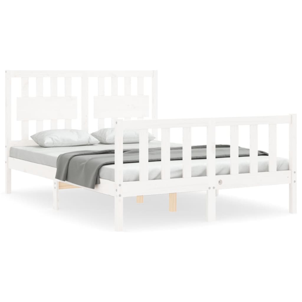 Estructura de cama sin colchón madera de pino blanca 140x190 cm vidaXL