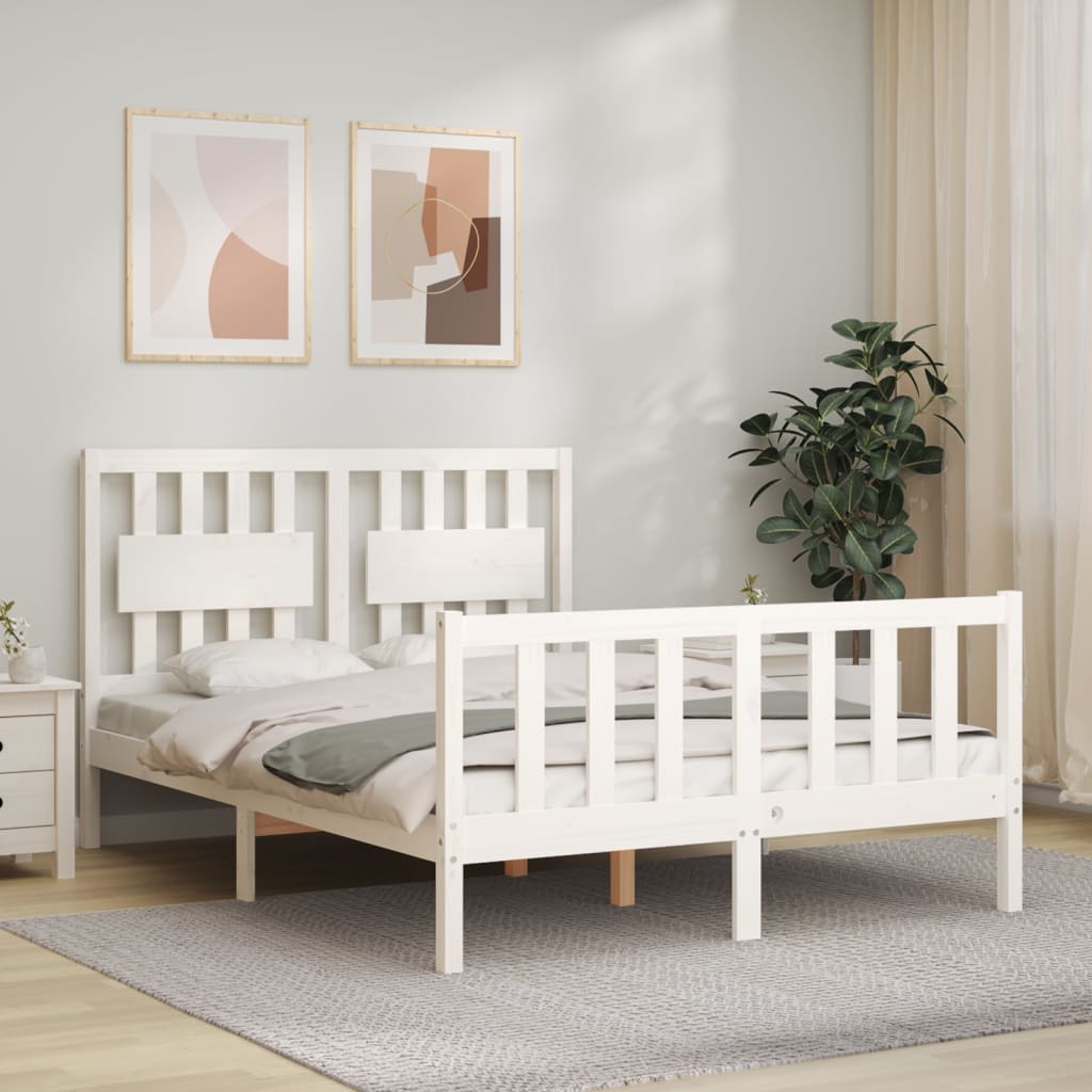 Vetonek Estructura de cama sin colchón madera de pino blanca 140x190 cm