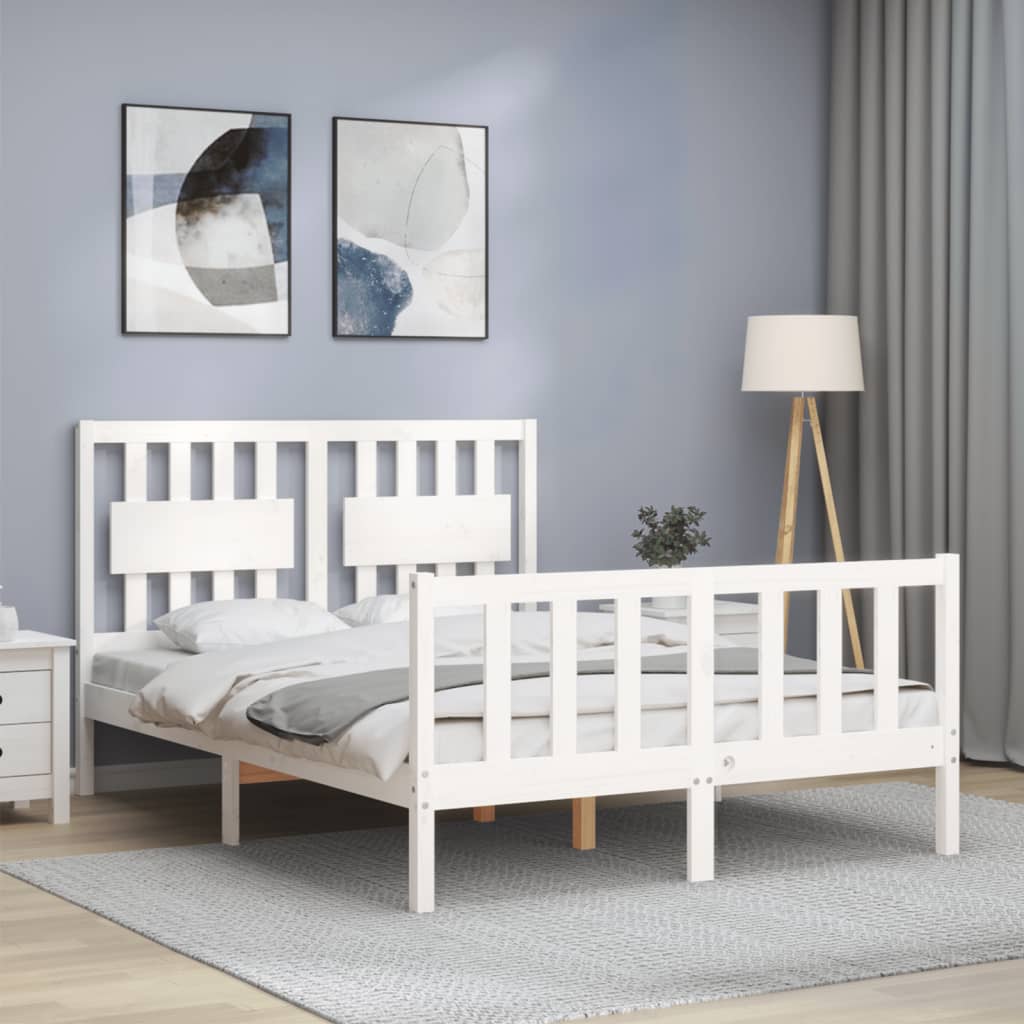 Estructura de cama sin colchón madera de pino blanca 140x190 cm vidaXL