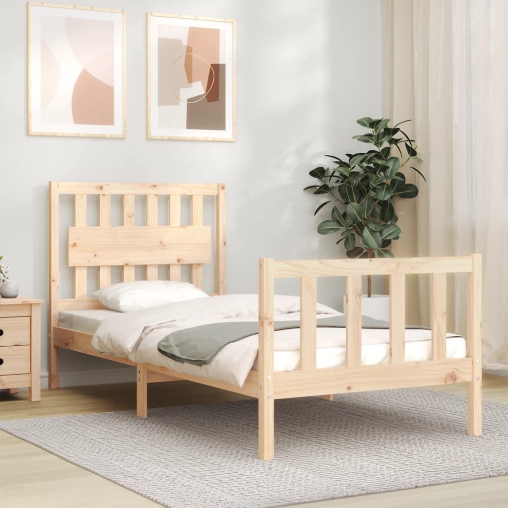 Vetonek Estructura de cama sin colchón madera maciza de pino 90x200 cm