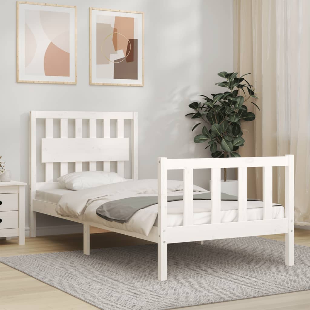 Vetonek Estructura de cama sin colchón madera de pino blanca 90x200 cm