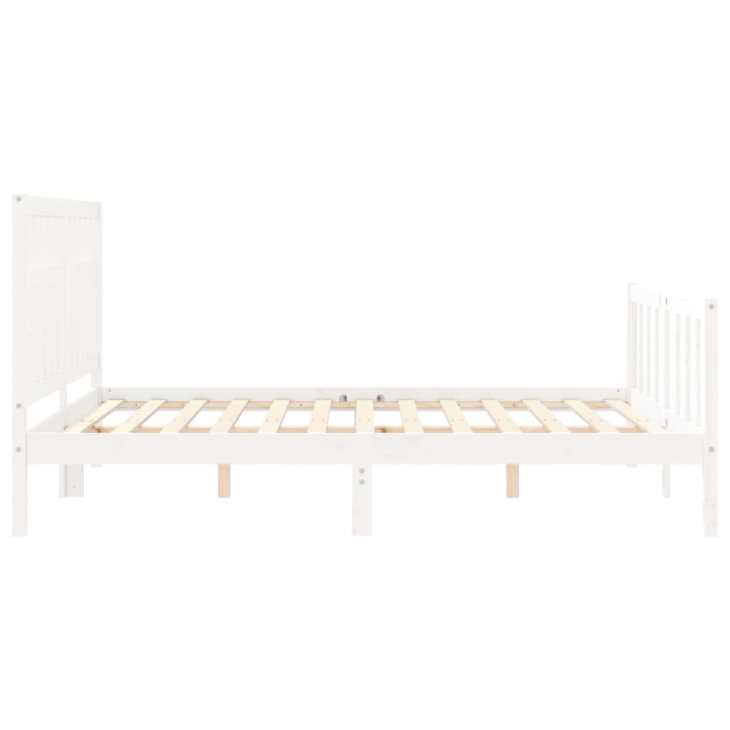 Estructura de cama matrimonio con cabecero madera maciza blanco vidaXL