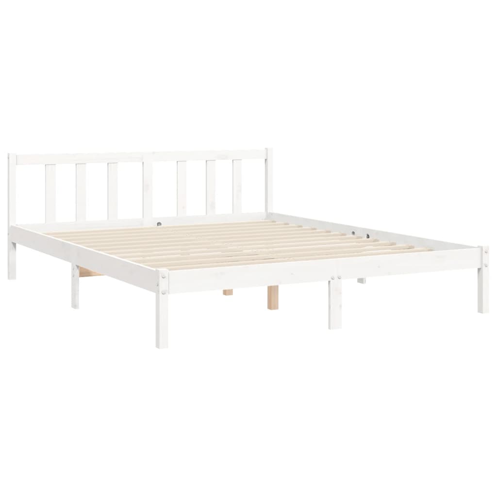 Estructura de cama matrimonio con cabecero madera maciza blanco vidaXL