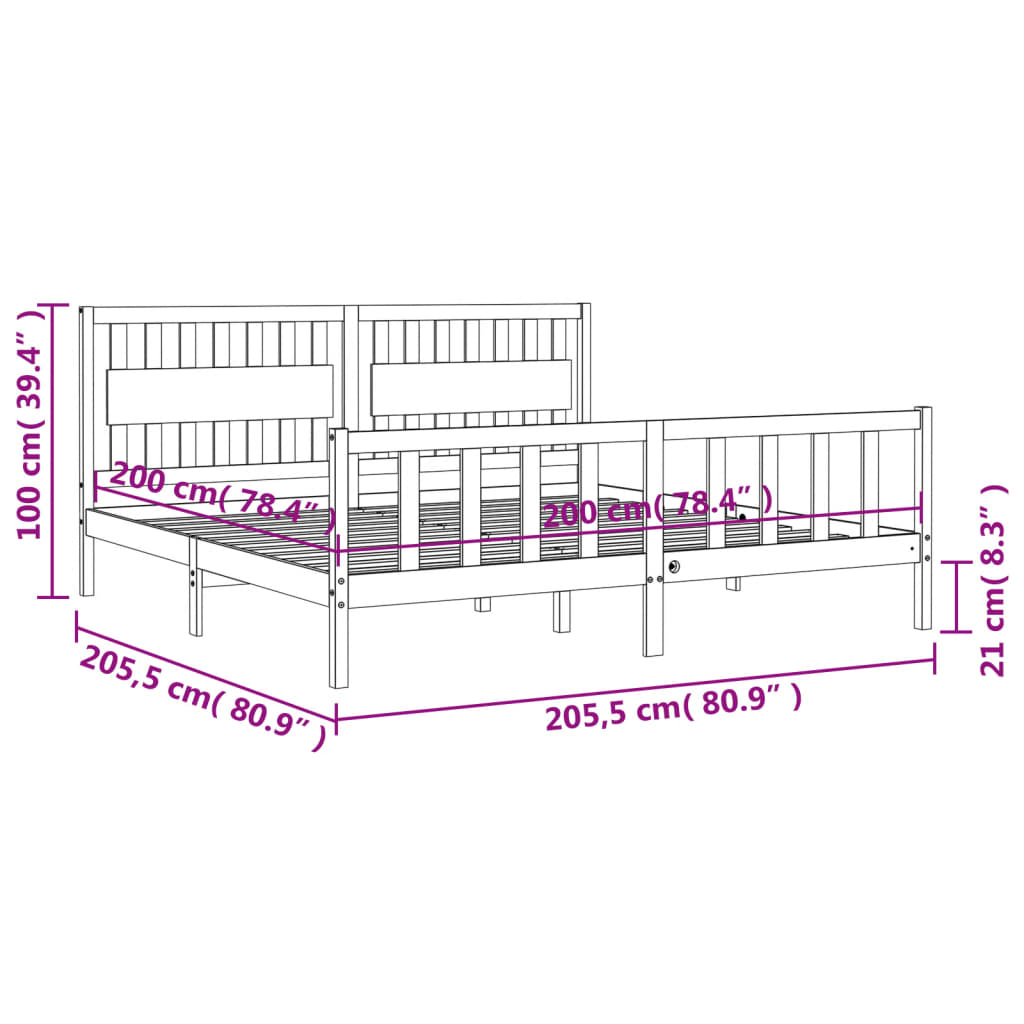 Estructura de cama sin colchón madera maciza blanca 200x200 cm vidaXL