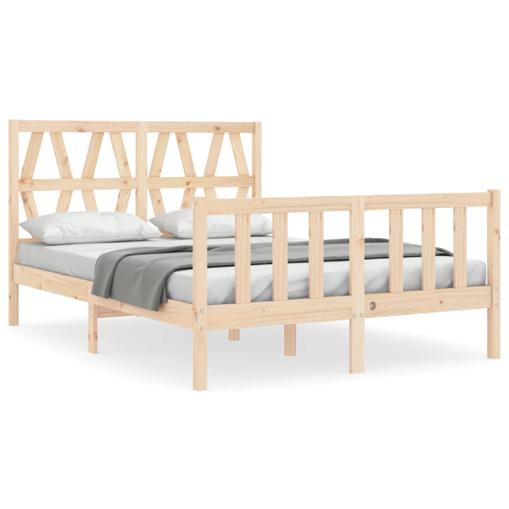 Estructura de cama de matrimonio con cabecero madera maciza vidaXL