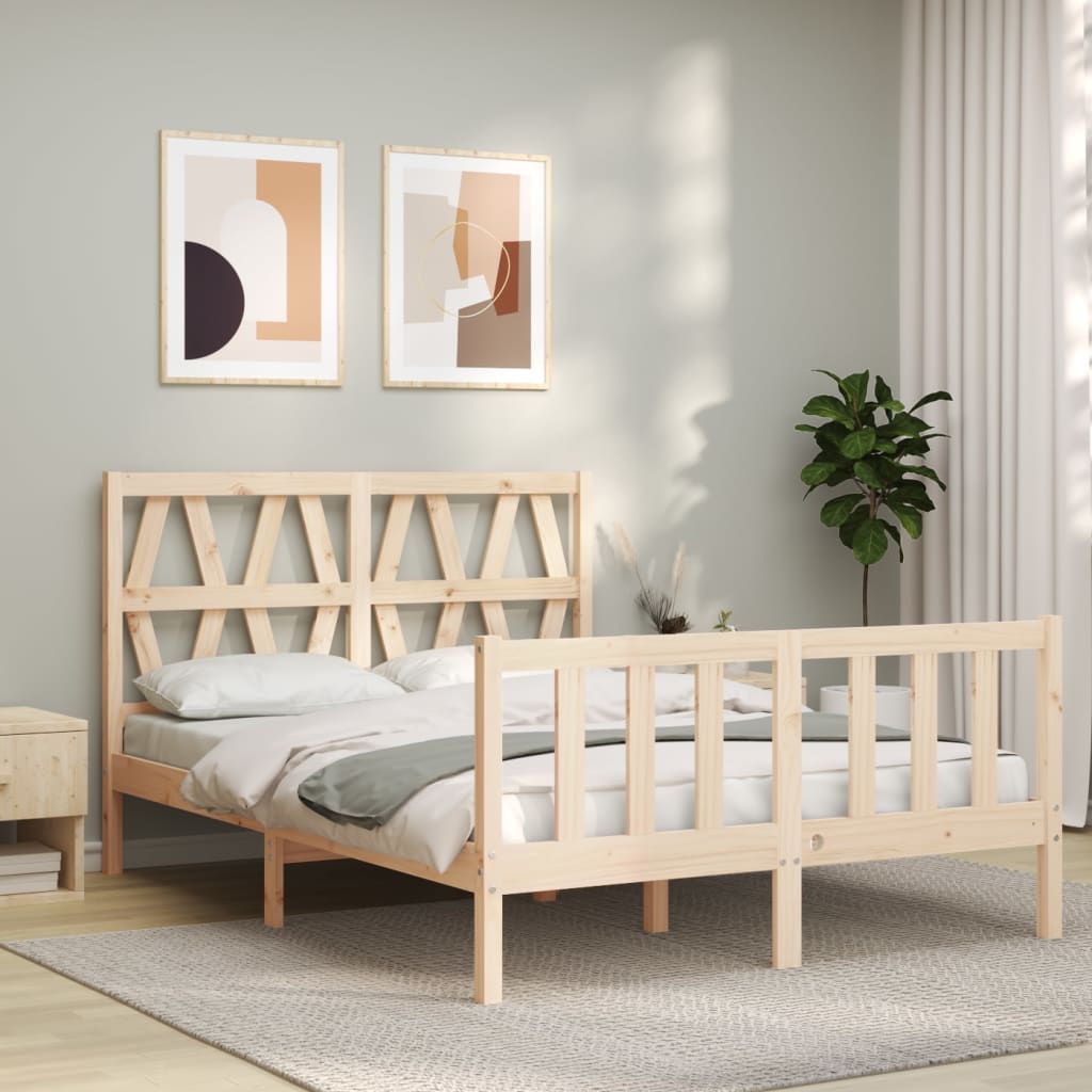 Estructura de cama de matrimonio con cabecero madera maciza - Vetonek