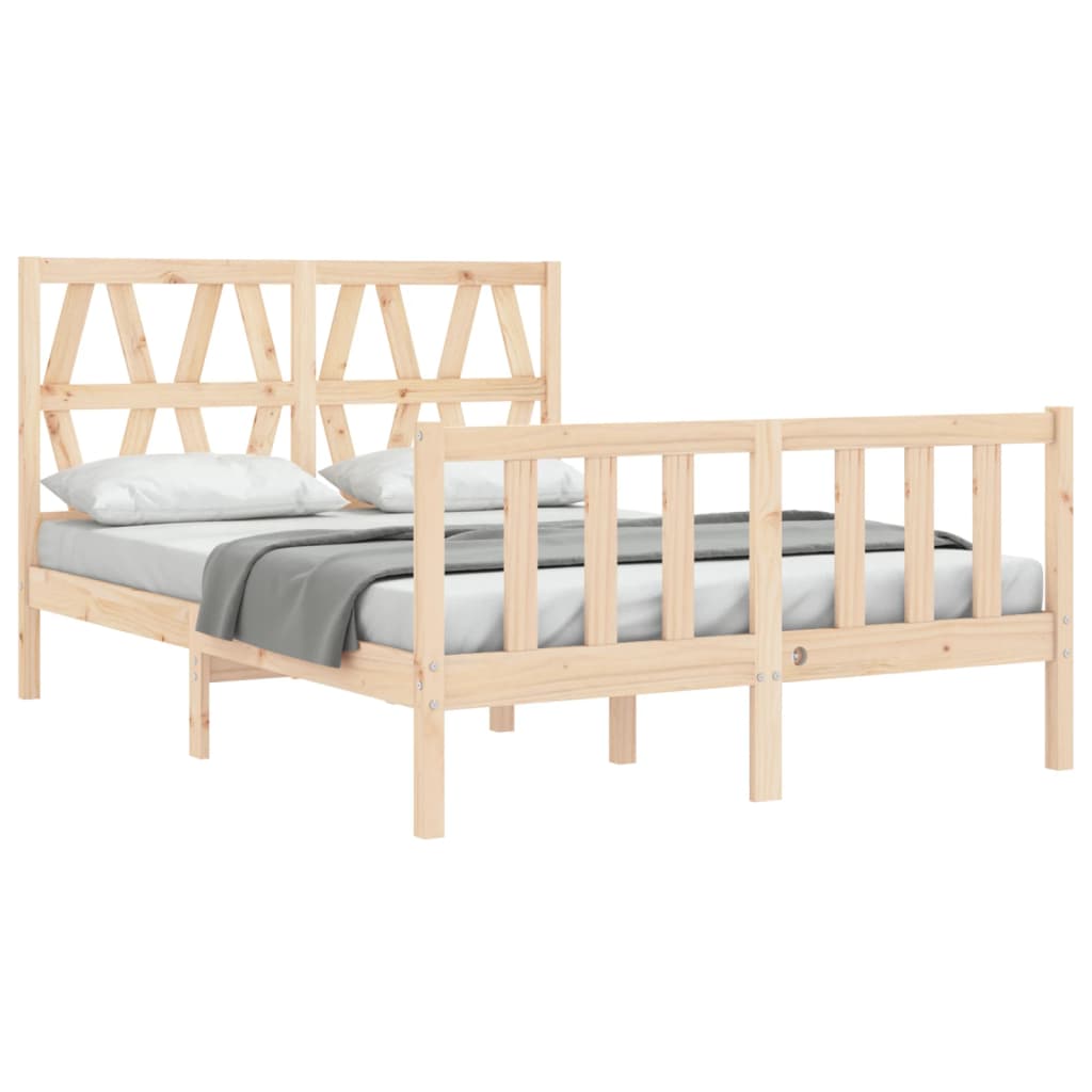 Estructura de cama de matrimonio con cabecero madera maciza vidaXL