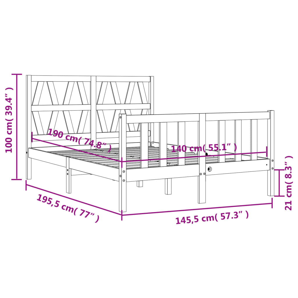 Estructura de cama sin colchón madera de pino blanca 140x190 cm vidaXL