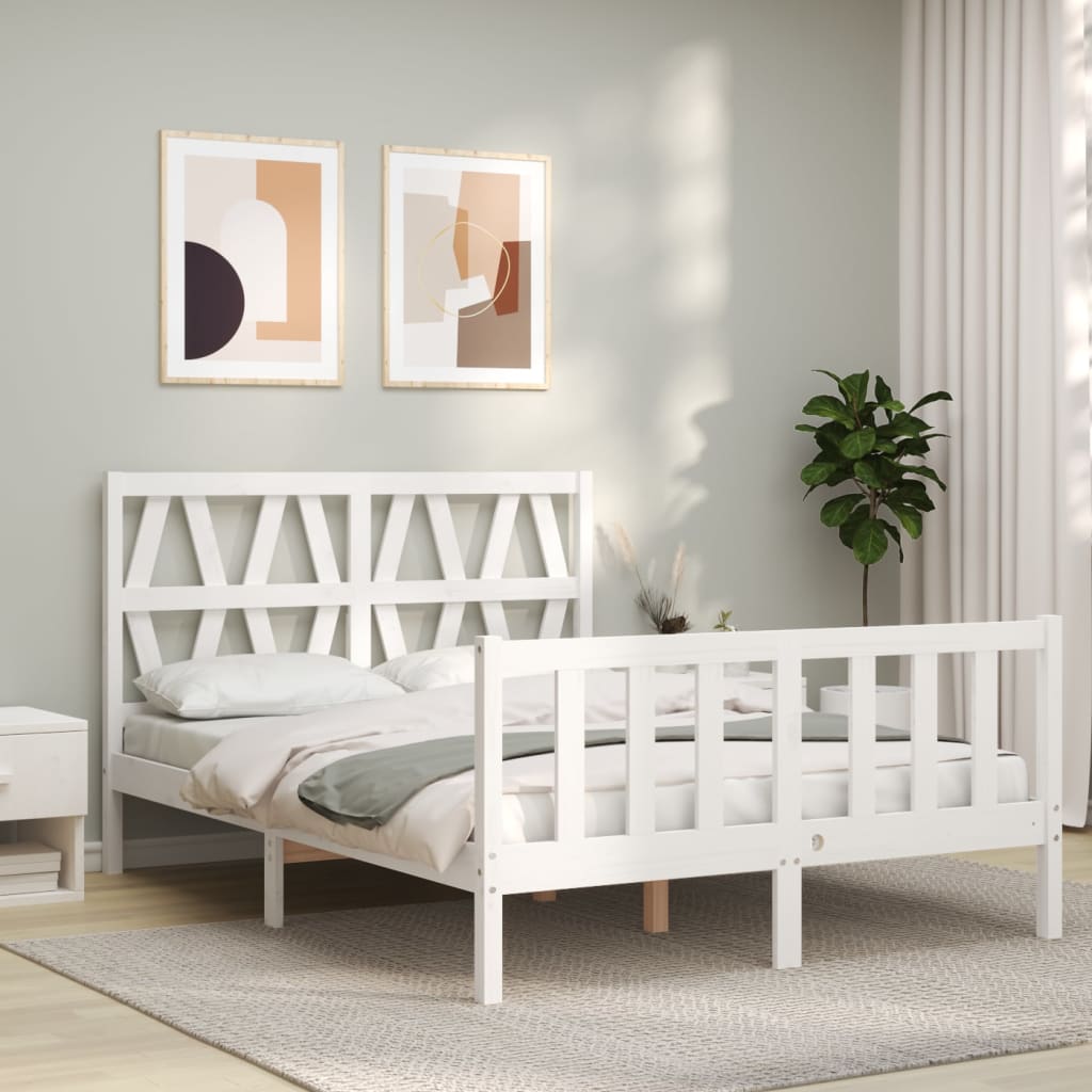 Estructura de cama sin colchón madera de pino blanca 140x190 cm vidaXL