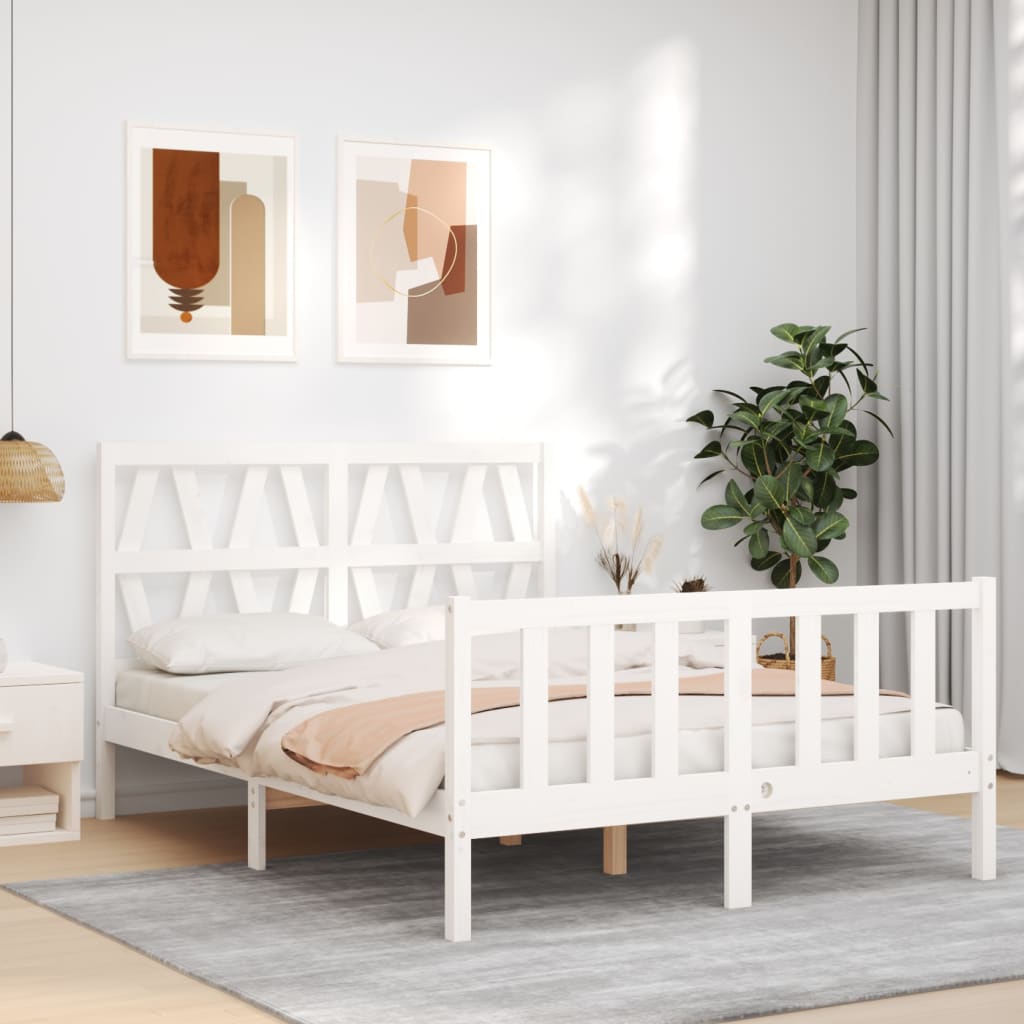 Vetonek Estructura de cama sin colchón madera de pino blanca 140x190 cm