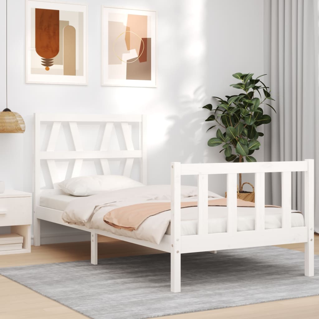 Vetonek Estructura de cama sin colchón madera de pino blanca 90x200 cm