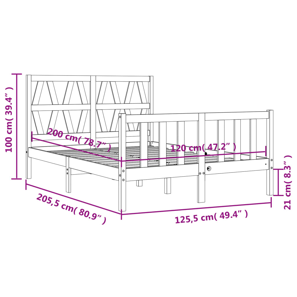 Estructura de cama sin colchón madera de pino blanca 120x200 cm vidaXL