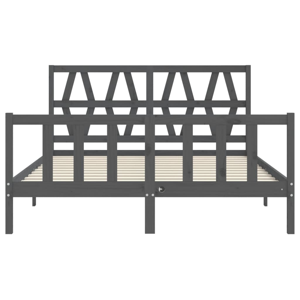 Estructura de cama matrimonio con cabecero madera maciza gris vidaXL