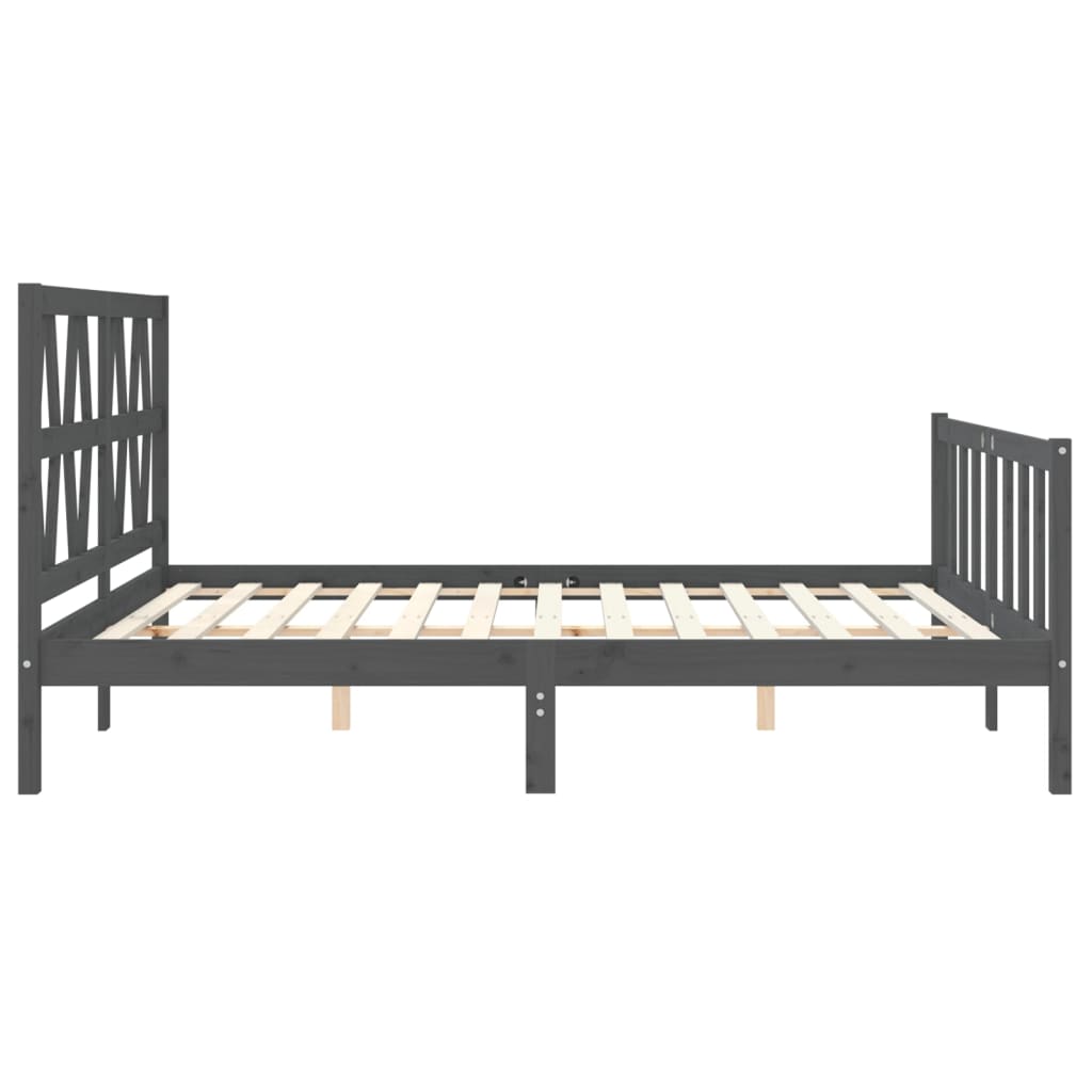 Estructura de cama matrimonio con cabecero madera maciza gris vidaXL