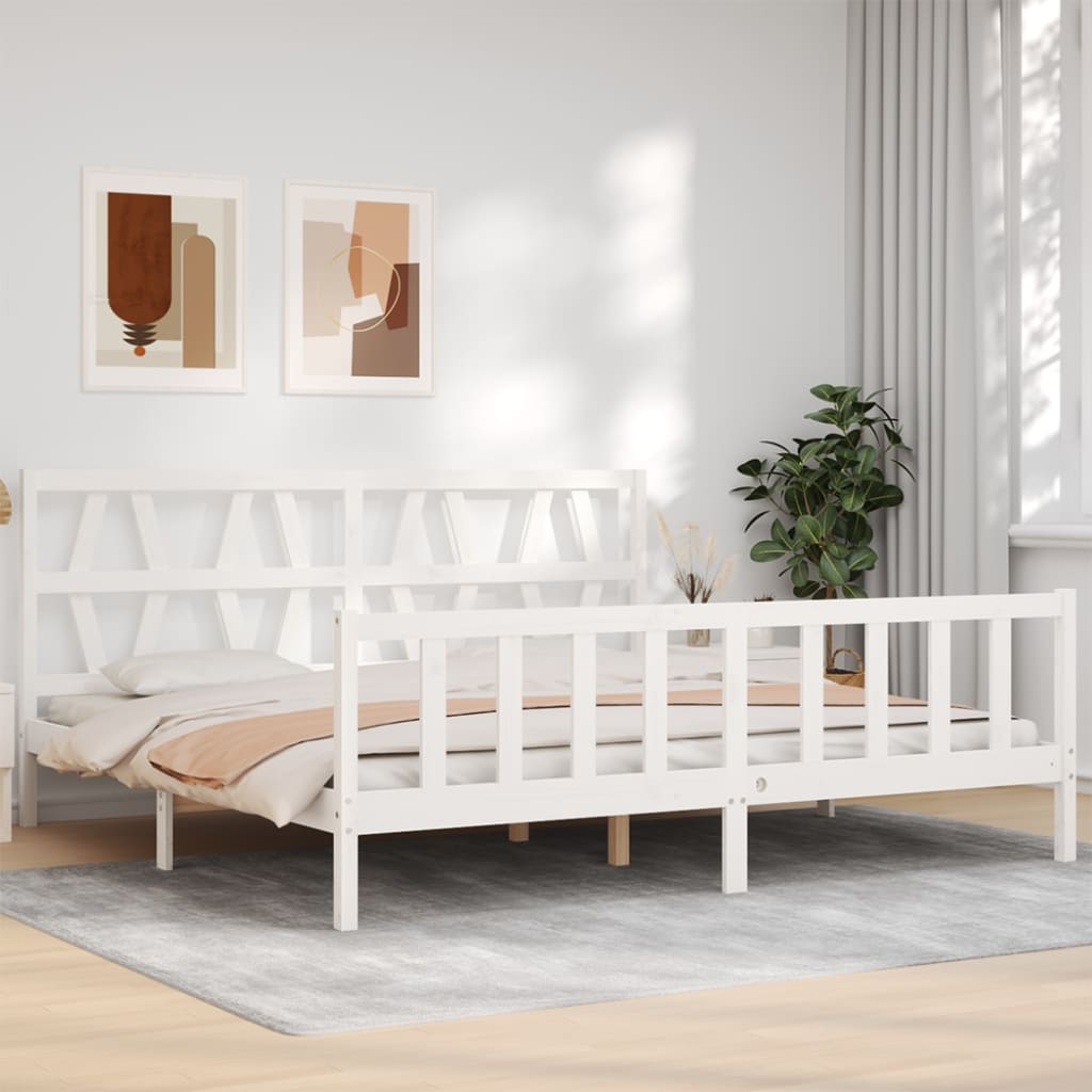 Vetonek Estructura de cama sin colchón madera maciza blanca 200x200 cm