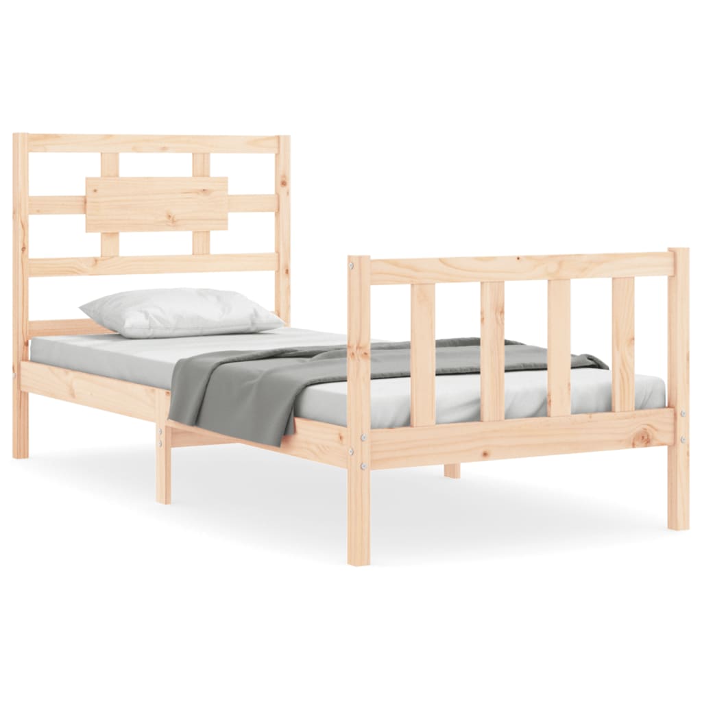 Estructura de cama individual con cabecero madera maciza vidaXL