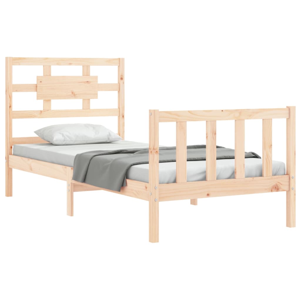 Estructura de cama individual con cabecero madera maciza vidaXL