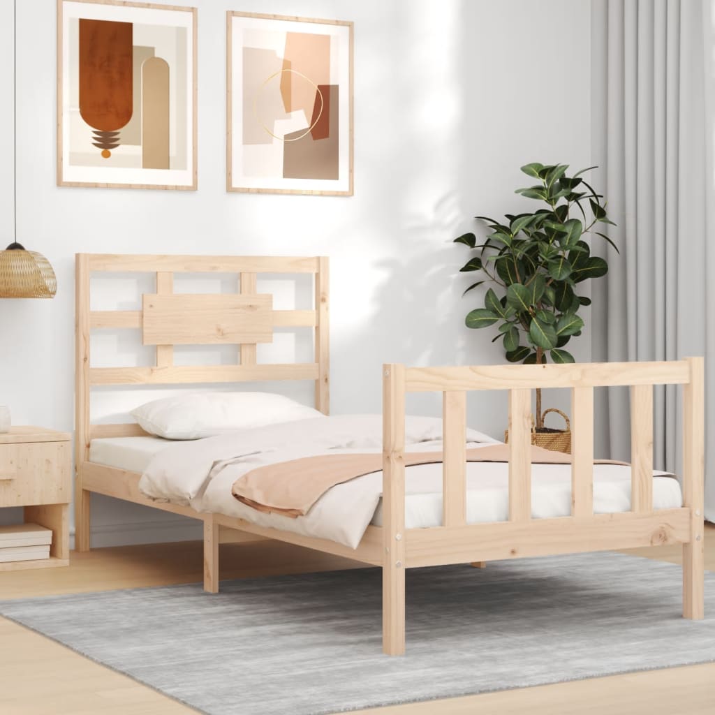 Estructura de cama individual con cabecero madera maciza vidaXL