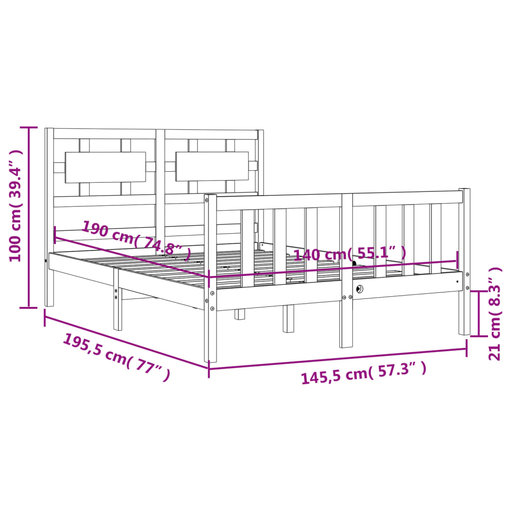 Estructura de cama sin colchón madera de pino blanca 140x190 cm vidaXL