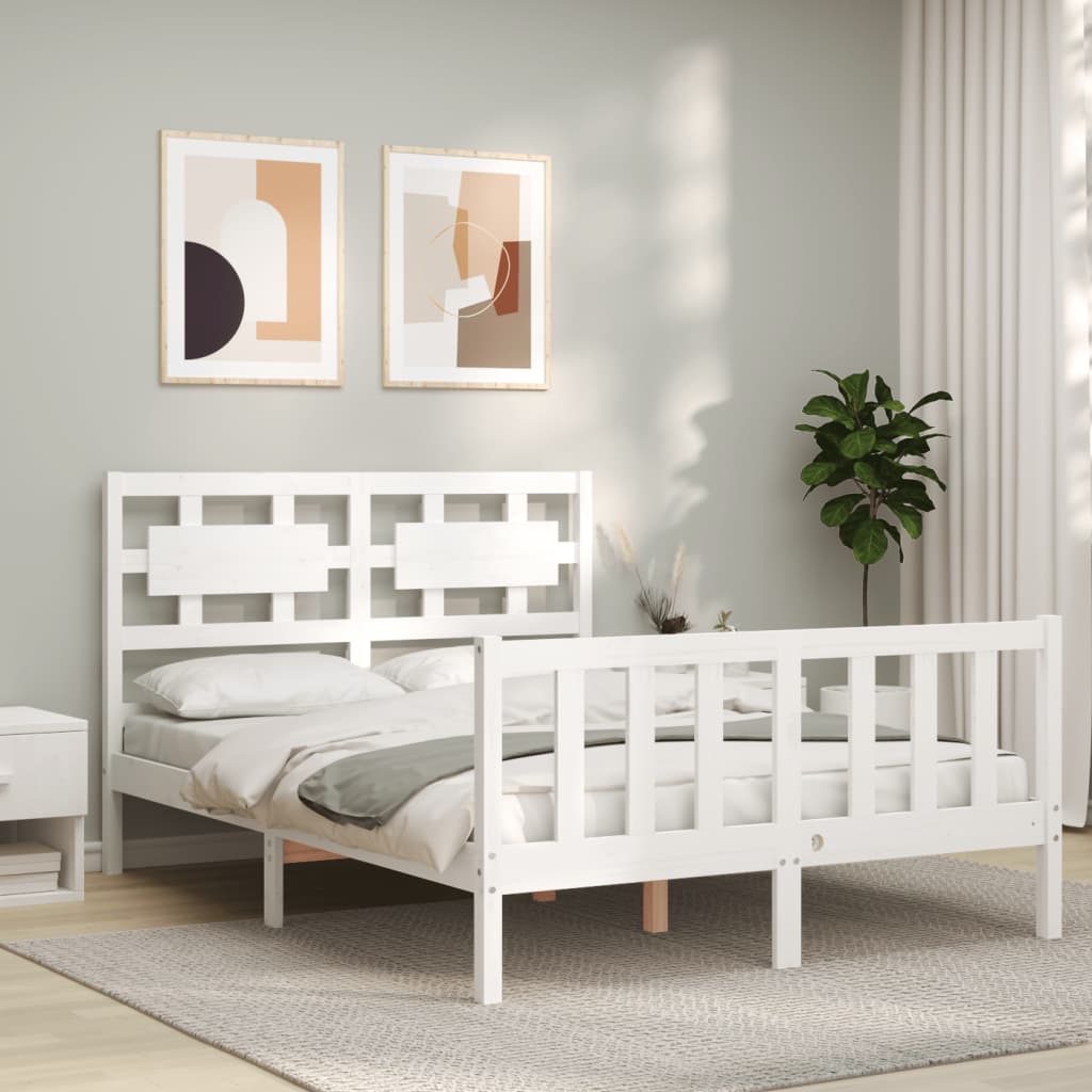 Vetonek Estructura de cama sin colchón madera de pino blanca 140x190 cm