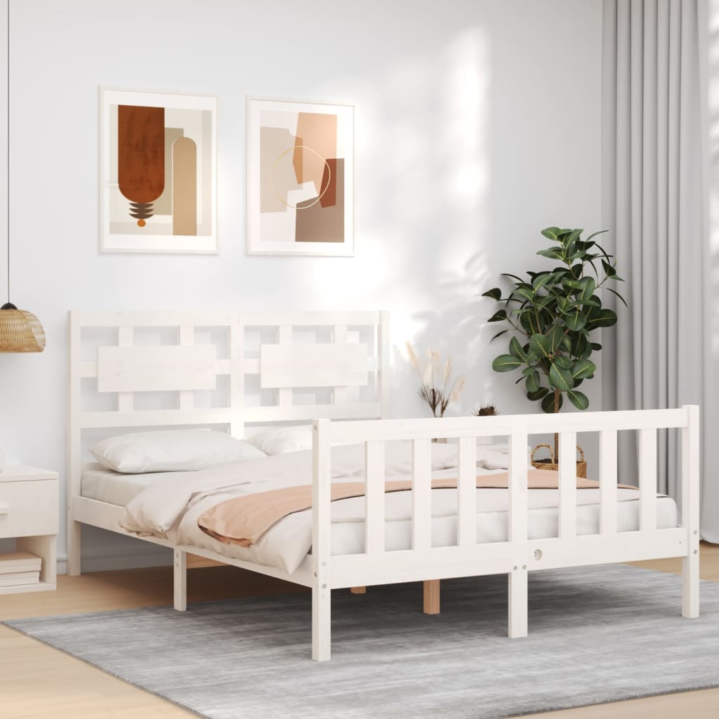 Estructura de cama sin colchón madera de pino blanca 140x190 cm vidaXL