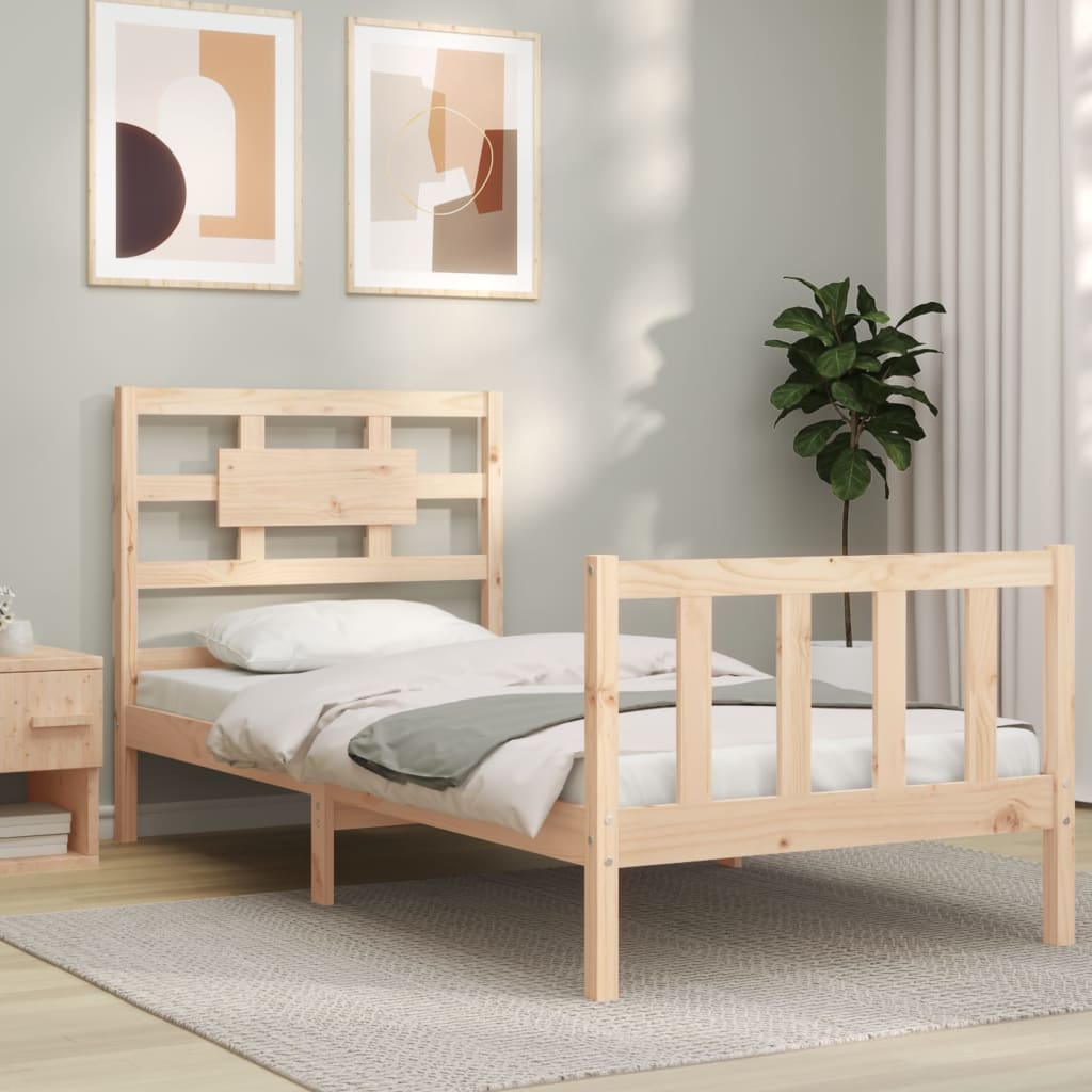 Vetonek Estructura de cama sin colchón madera maciza de pino 90x200 cm