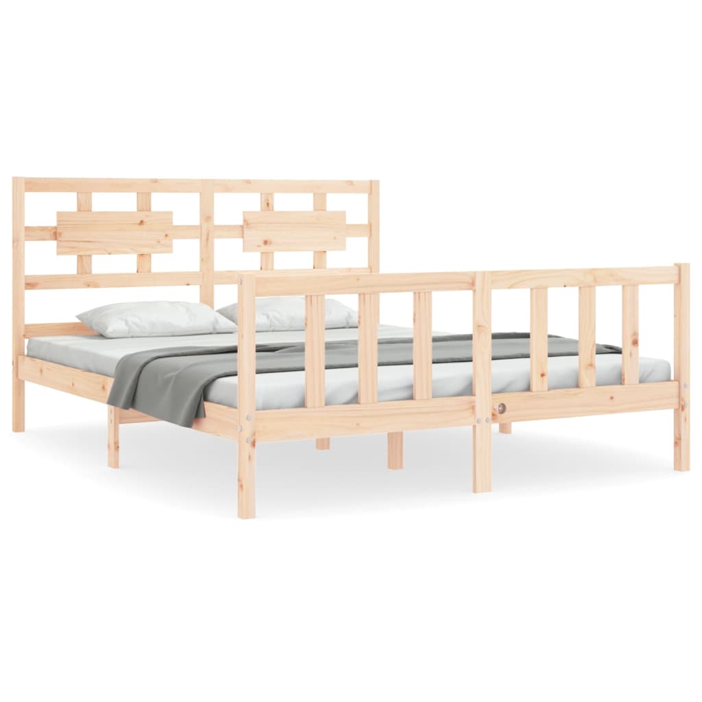 Estructura de cama de matrimonio con cabecero madera maciza vidaXL