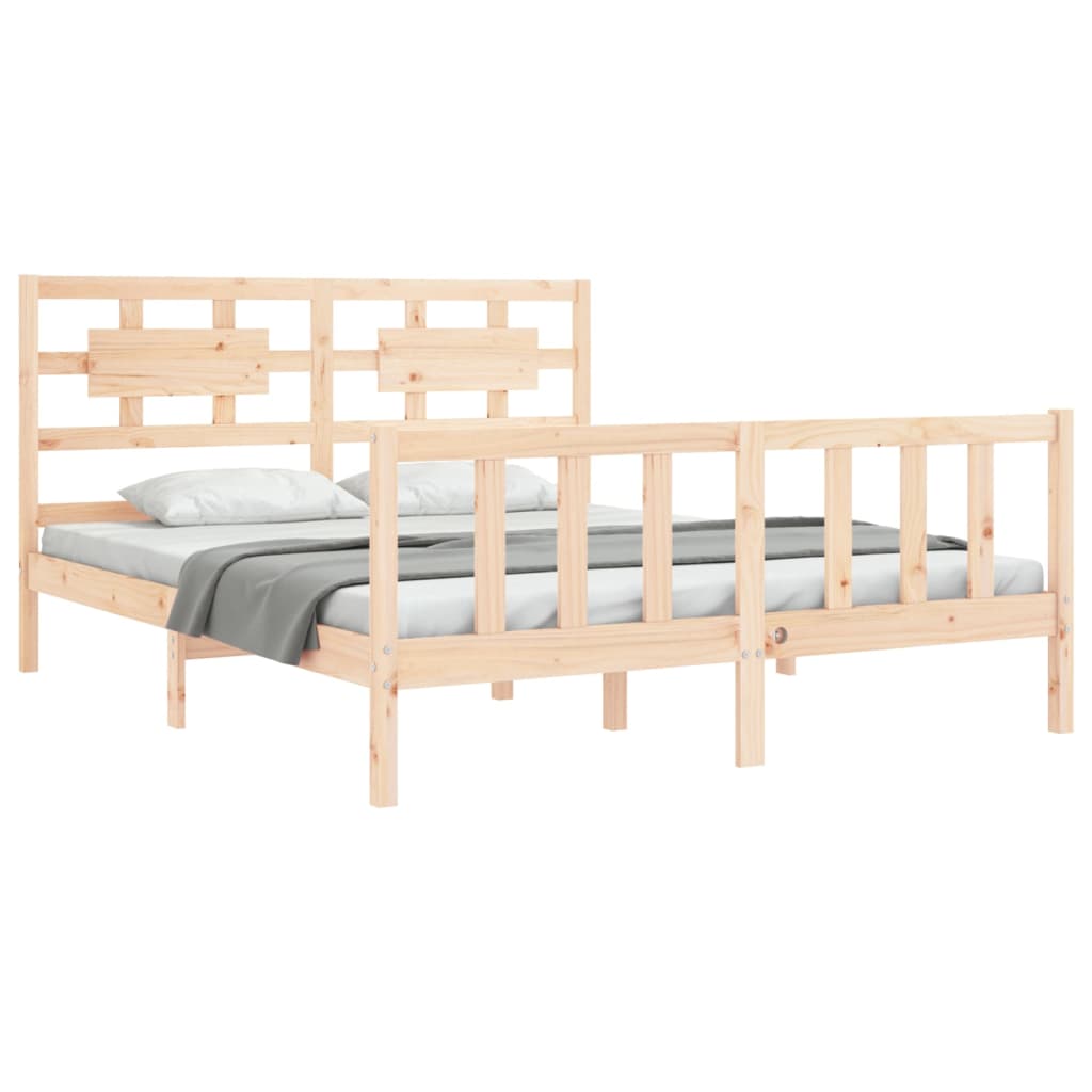 Estructura de cama de matrimonio con cabecero madera maciza vidaXL