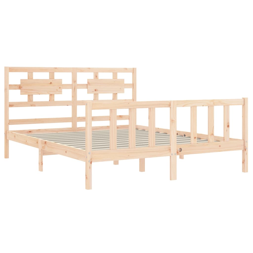 Estructura de cama de matrimonio con cabecero madera maciza vidaXL