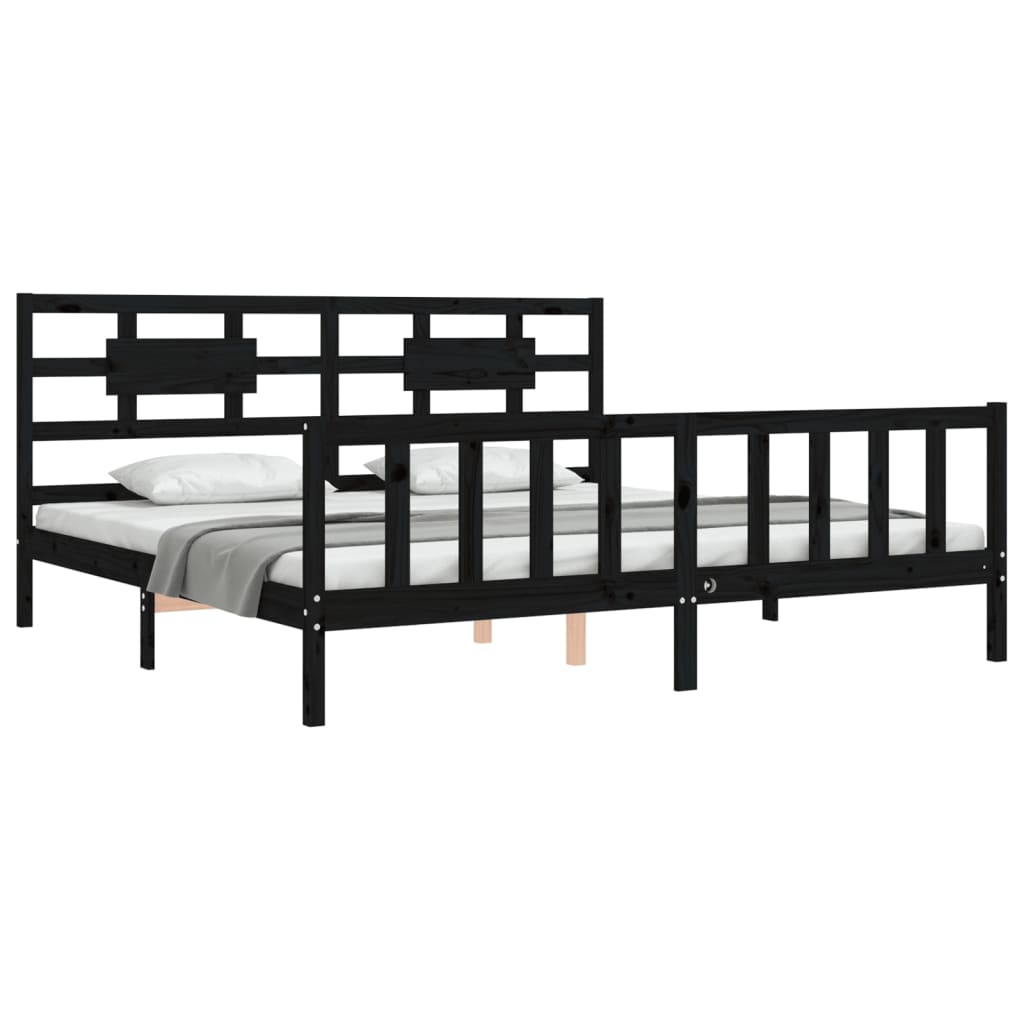 Estructura cama de matrimonio con cabecero madera maciza negro vidaXL