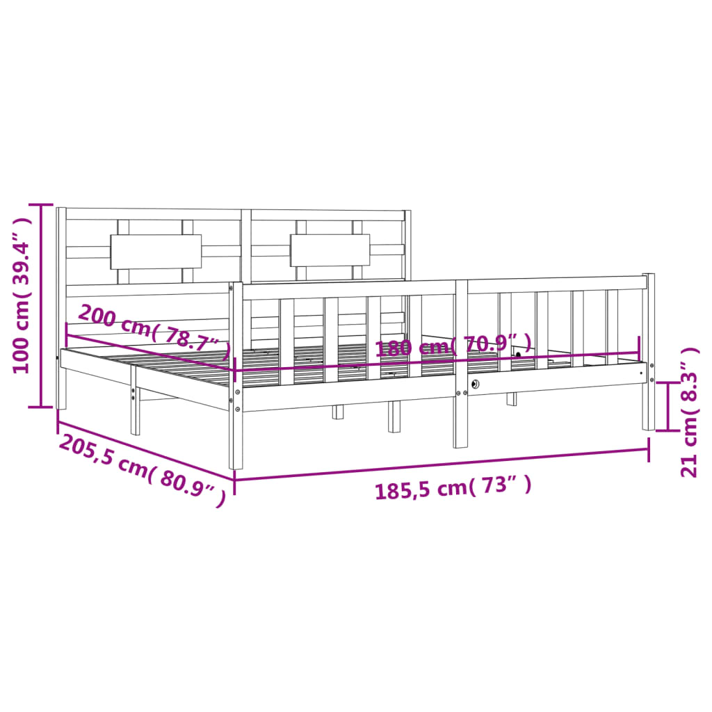 Estructura cama de matrimonio con cabecero madera maciza negro vidaXL