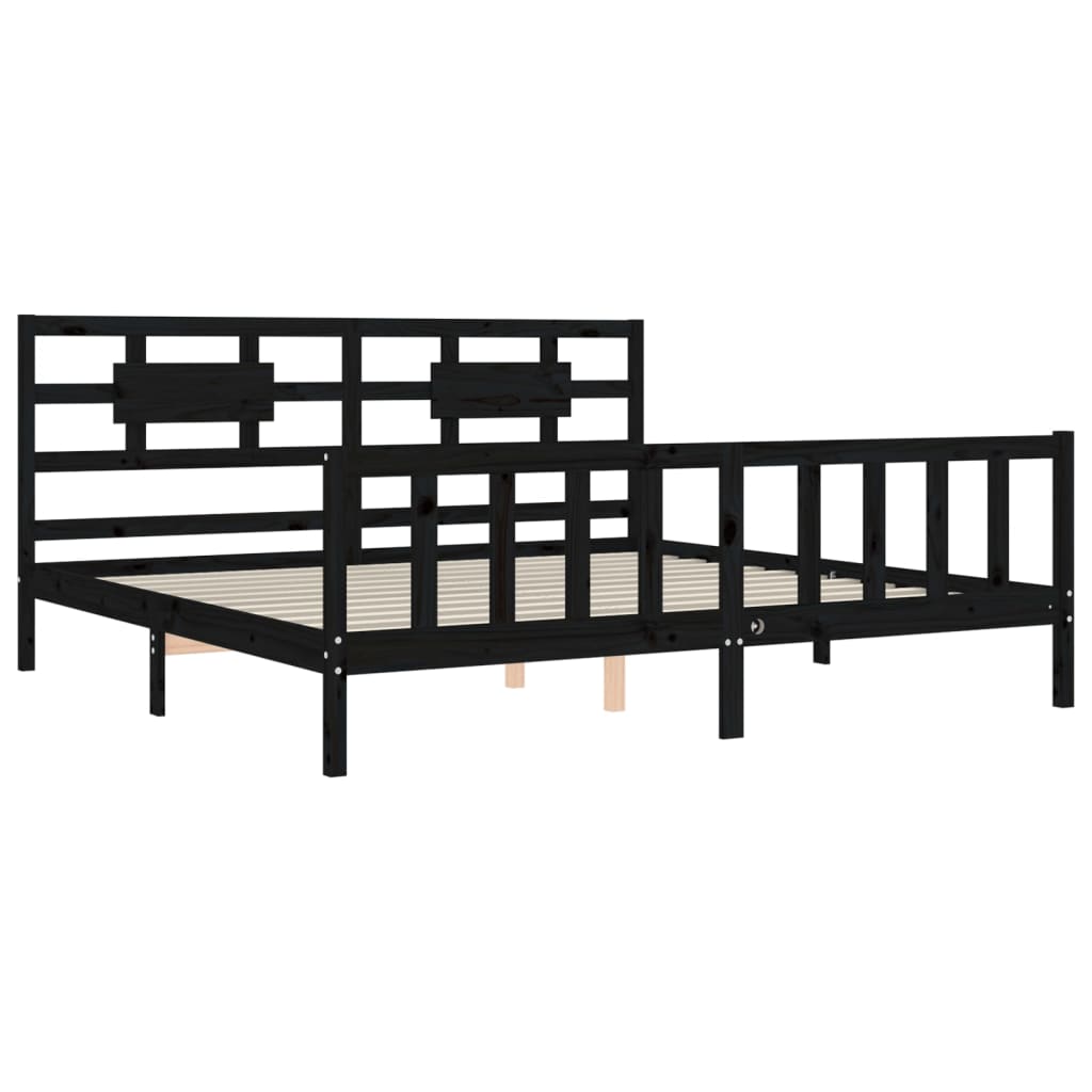 Estructura cama de matrimonio con cabecero madera maciza negro vidaXL