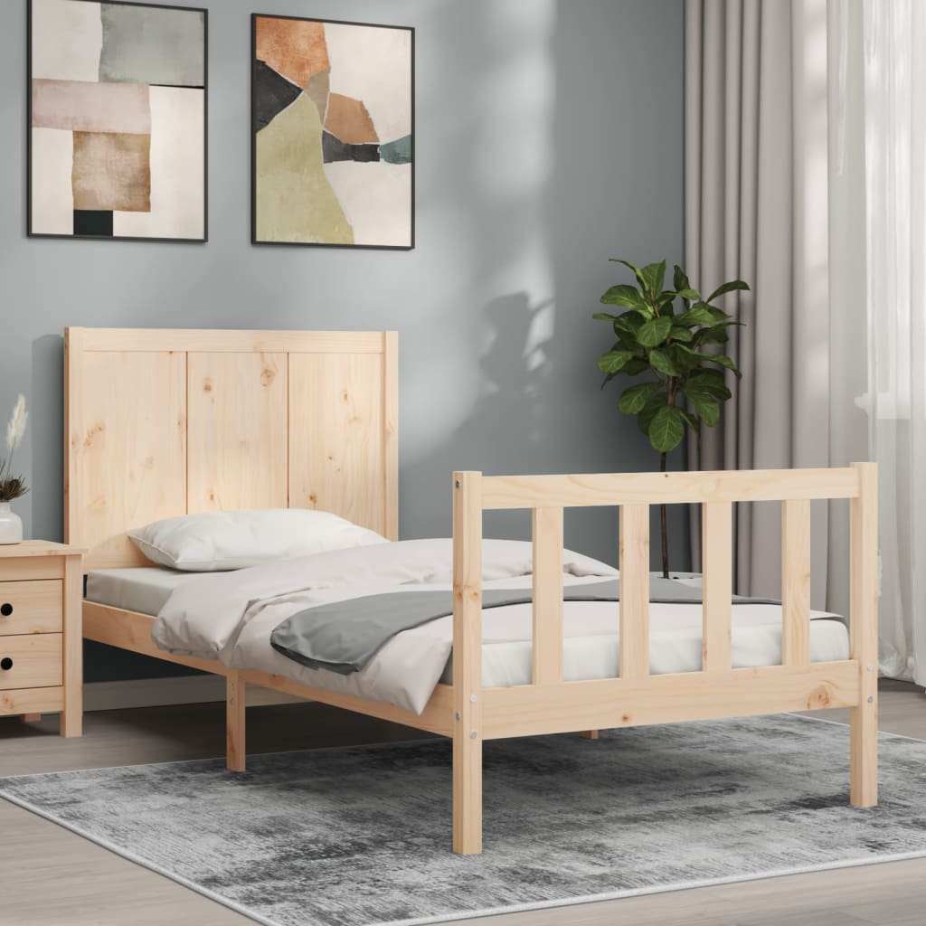 Vetonek Estructura de cama individual con cabecero madera maciza