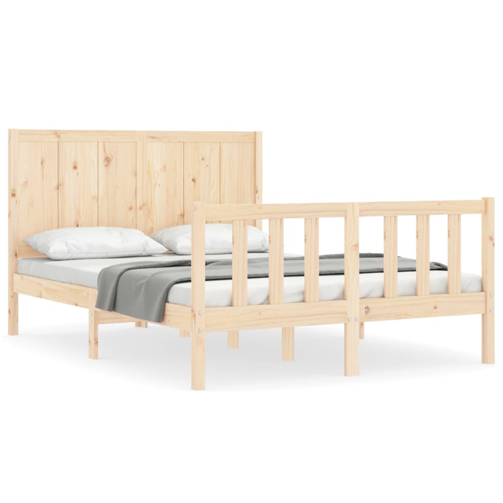 Estructura de cama de matrimonio con cabecero madera maciza vidaXL