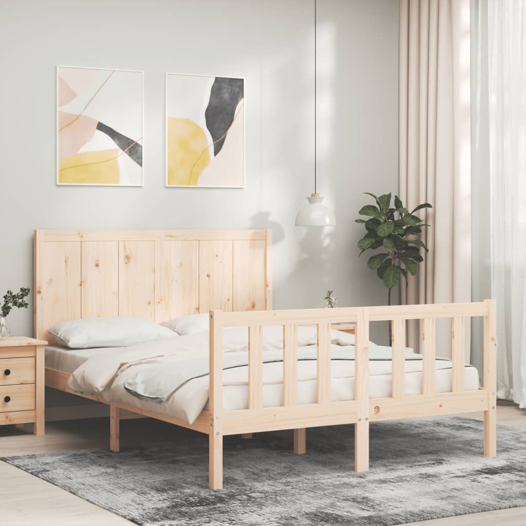 Estructura de cama de matrimonio con cabecero madera maciza vidaXL