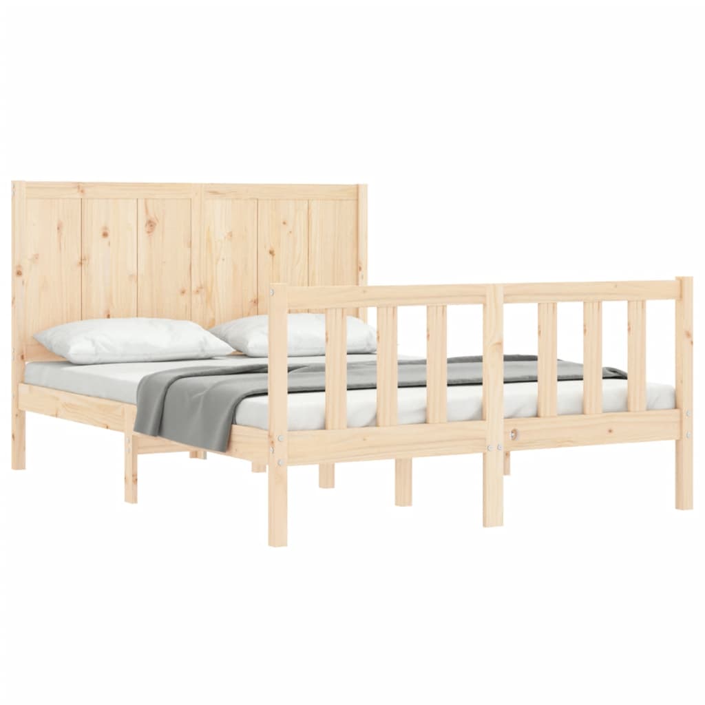 Estructura de cama de matrimonio con cabecero madera maciza vidaXL