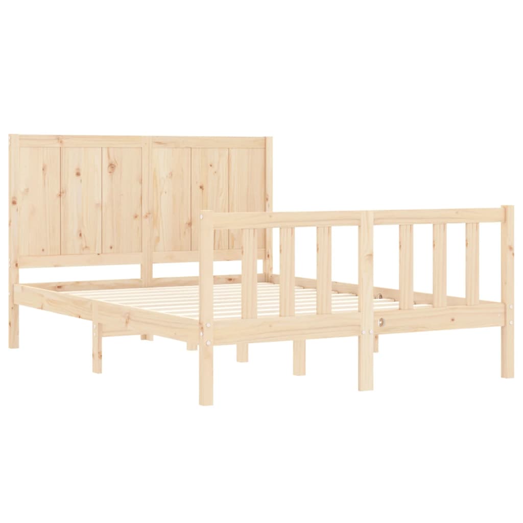 Estructura de cama de matrimonio con cabecero madera maciza vidaXL