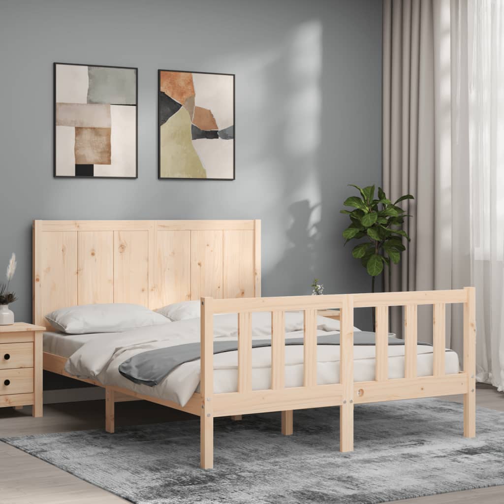 Estructura de cama de matrimonio con cabecero madera maciza vidaXL