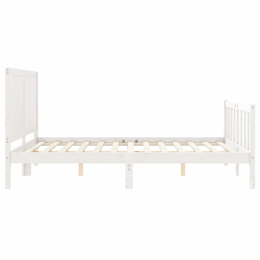 Estructura de cama matrimonio con cabecero madera maciza blanco vidaXL