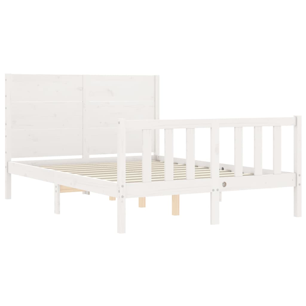 Estructura cama de matrimonio con cabecero madera maciza blanco vidaXL