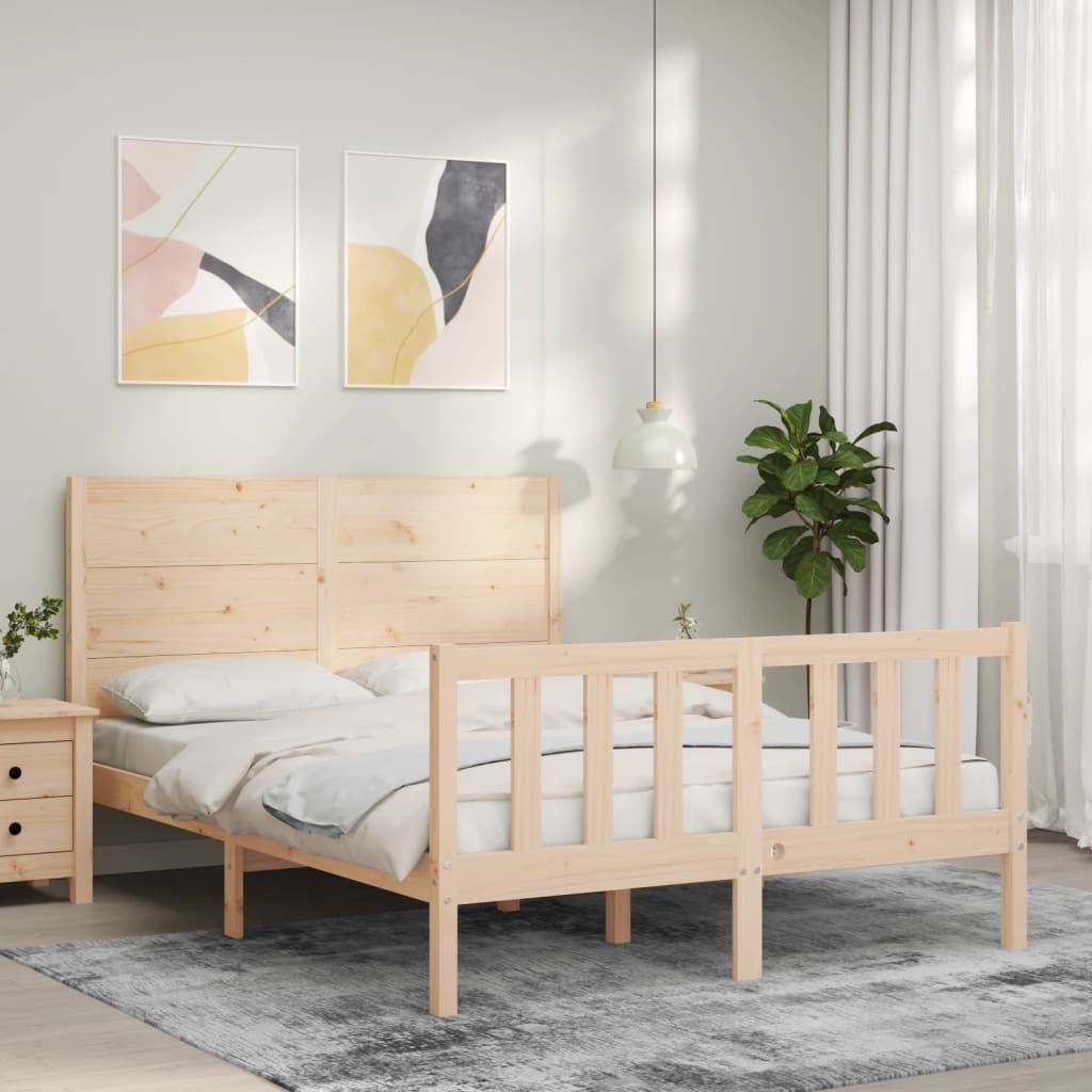 Vetonek Estructura de cama sin colchón madera maciza de pino 140x190 cm